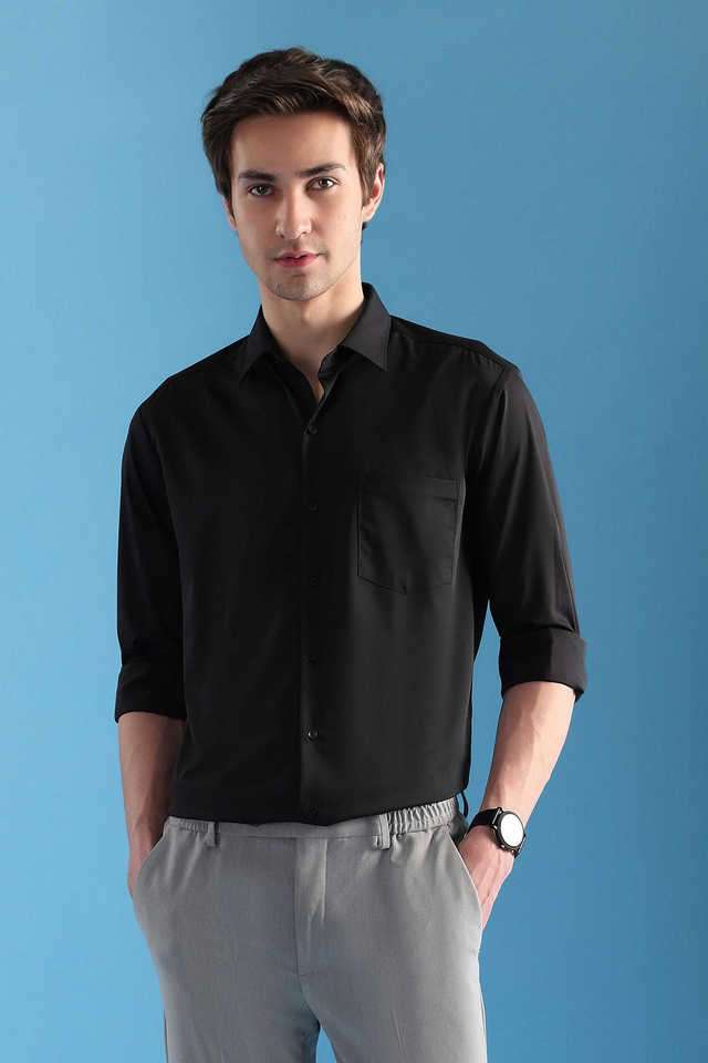 Solid-Blended-Fabric-Slim-Fit-Men-s-Formal-Wear-Shirt