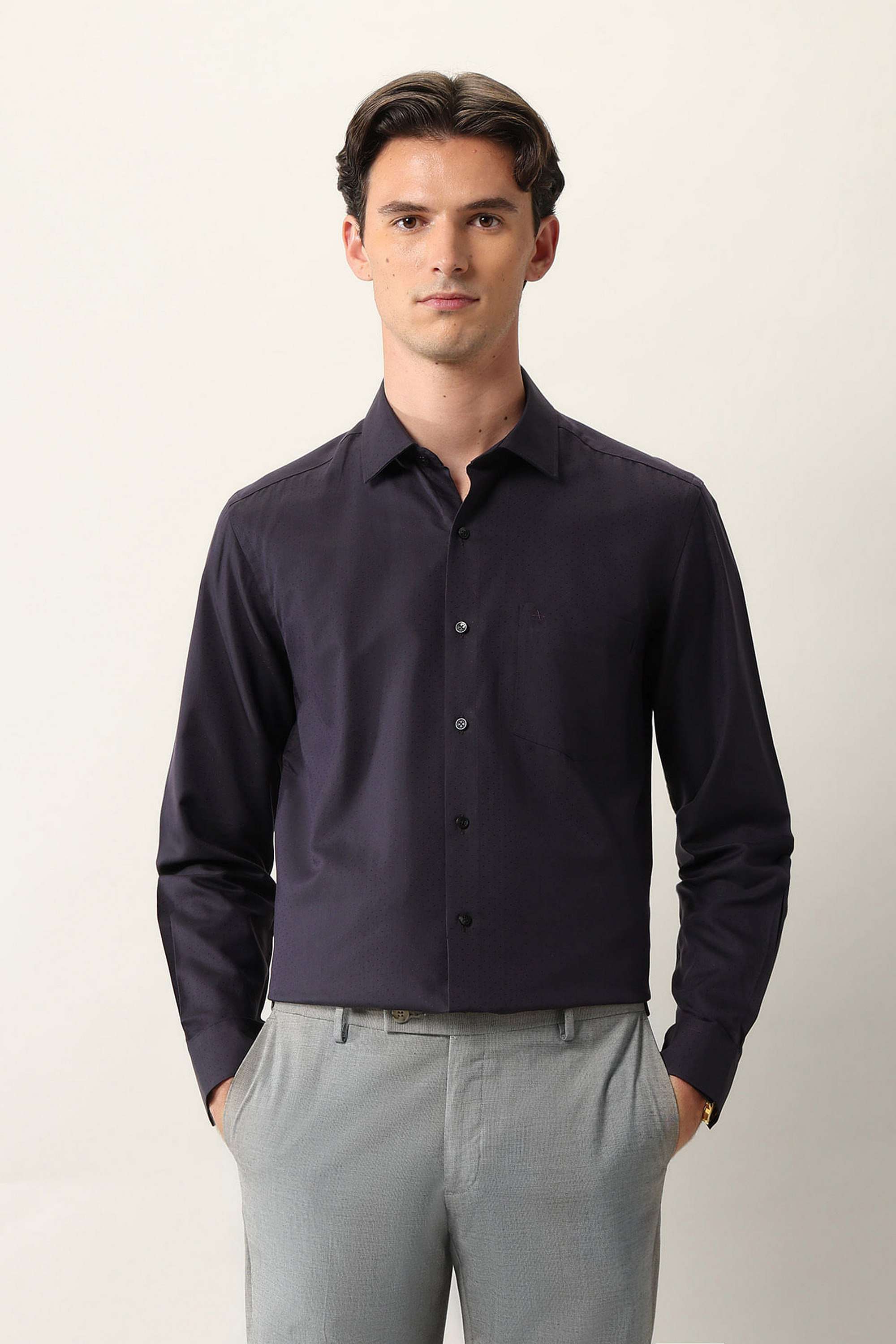 Solid-Blended-Fabric-Regular-Fit-Men-s-Formal-Shirt