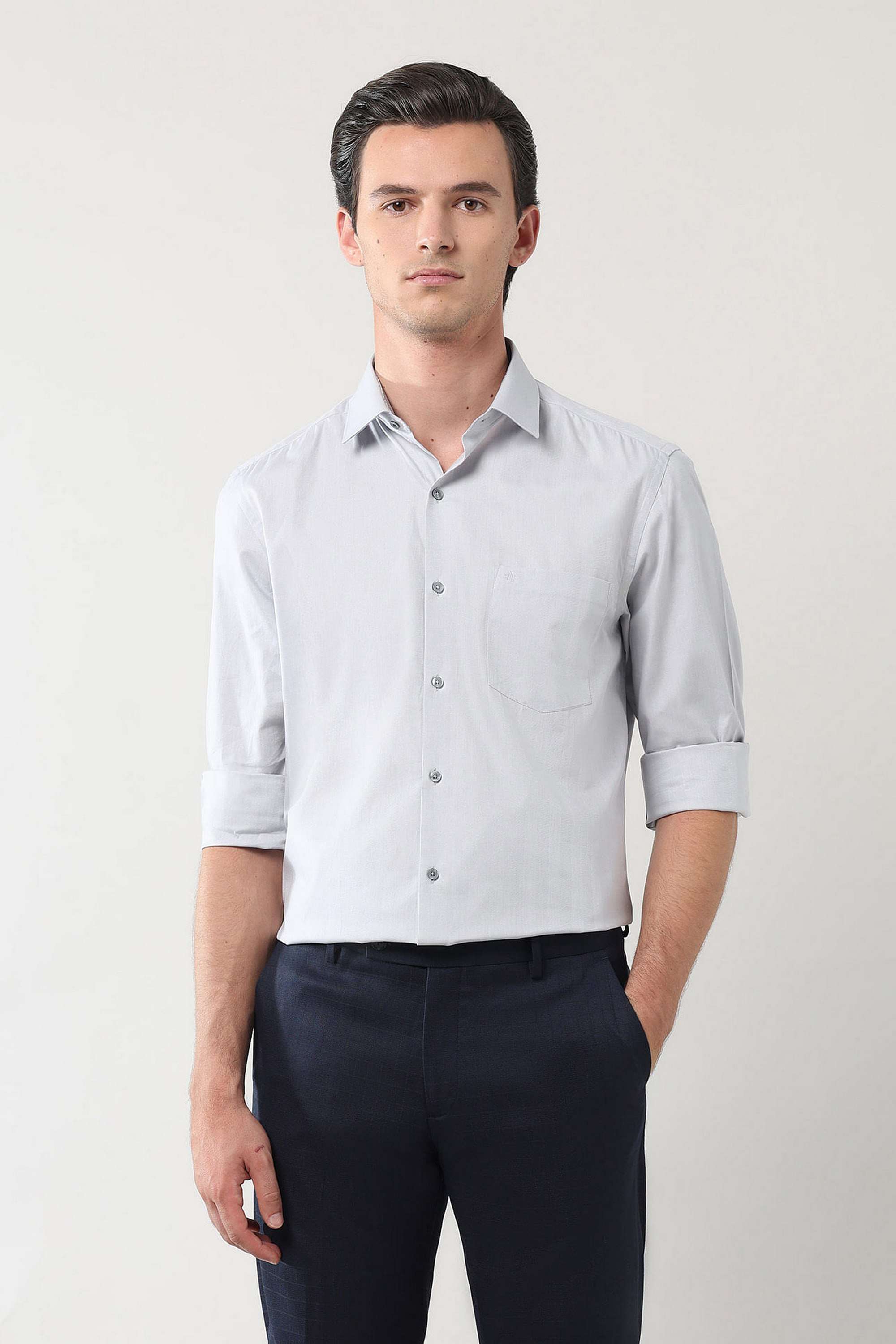 Solid-Pure-Cotton-Regular-Fit-Men-s-Shirt