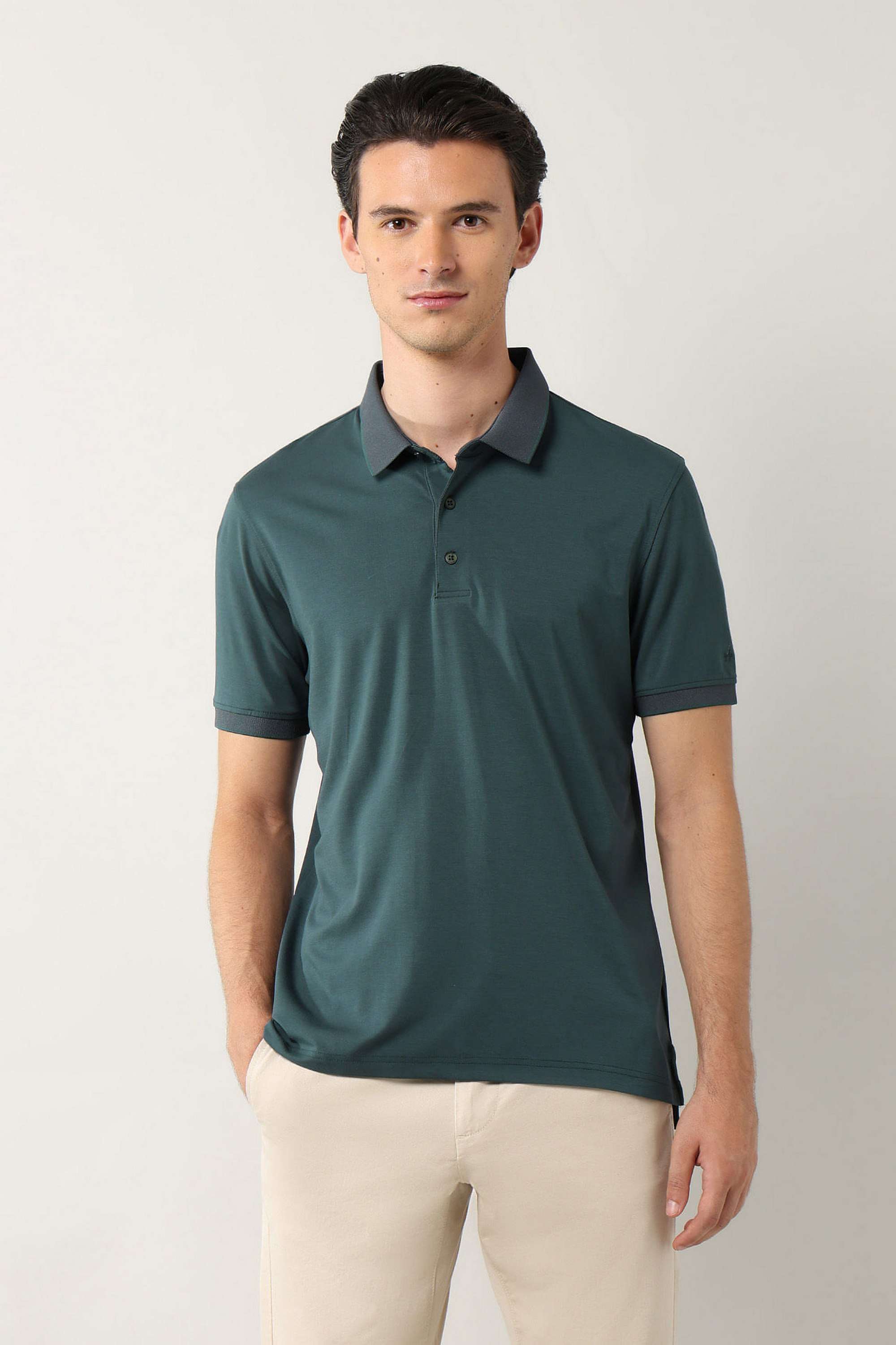 Solid-Polyester-Cotton-Regular-Fit-Men-s-T-Shirt