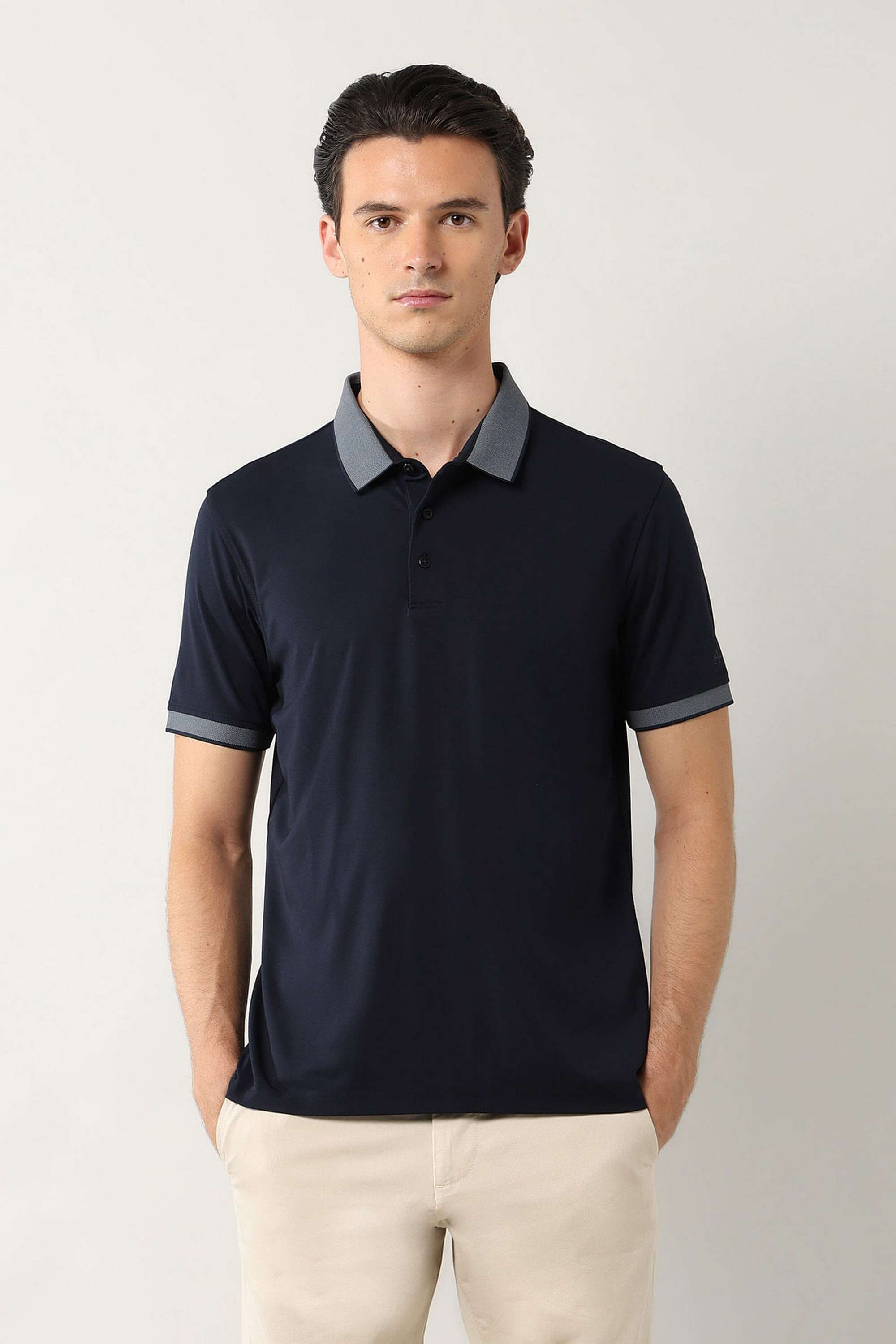 Solid-Polyester-Cotton-Regular-Fit-Men-s-T-Shirt