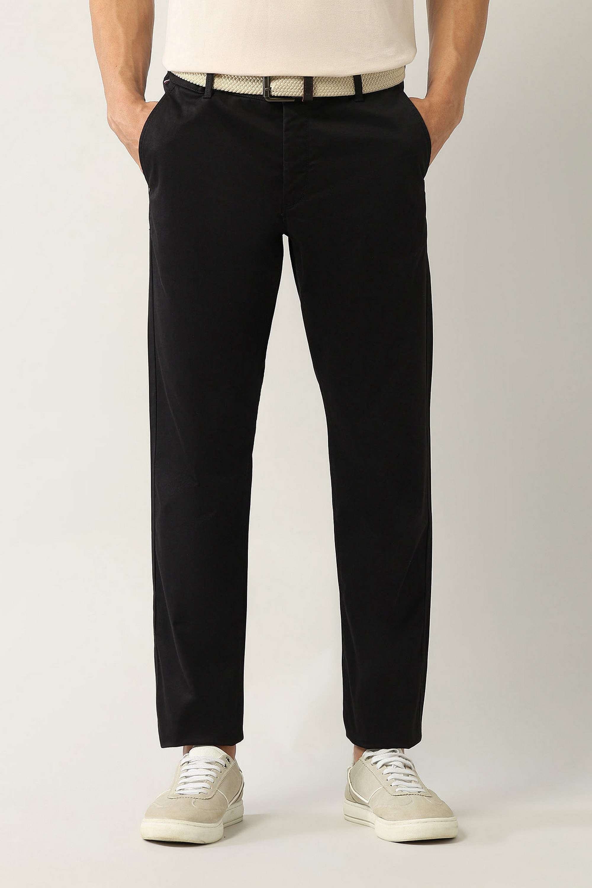 Solid-Cotton-Blend-Regular-Fit-Men-s-Casual-Trousers