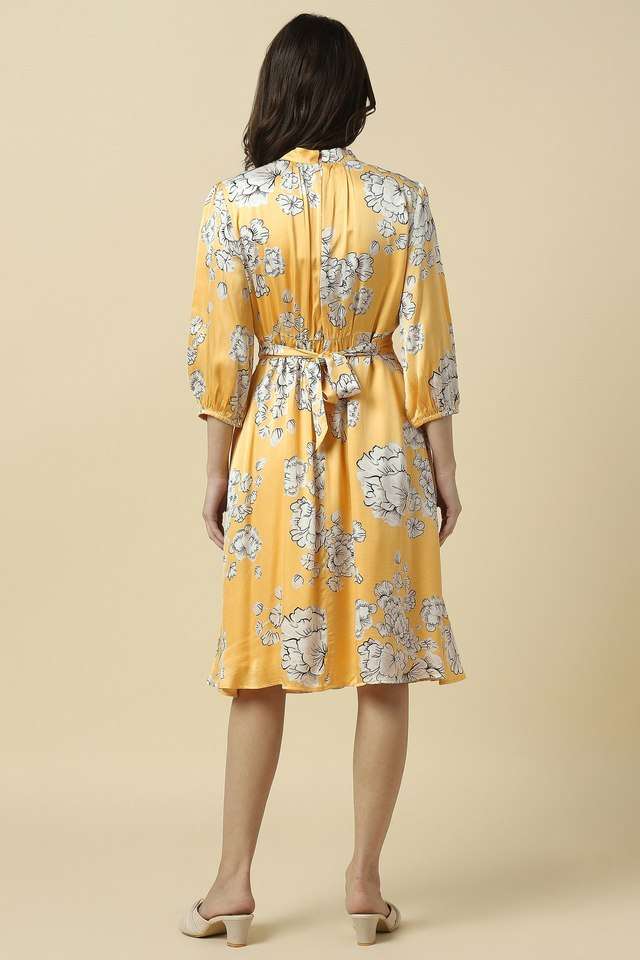 Printed-Viscose-High-Neck-Women-s-Knee-Length-Dress