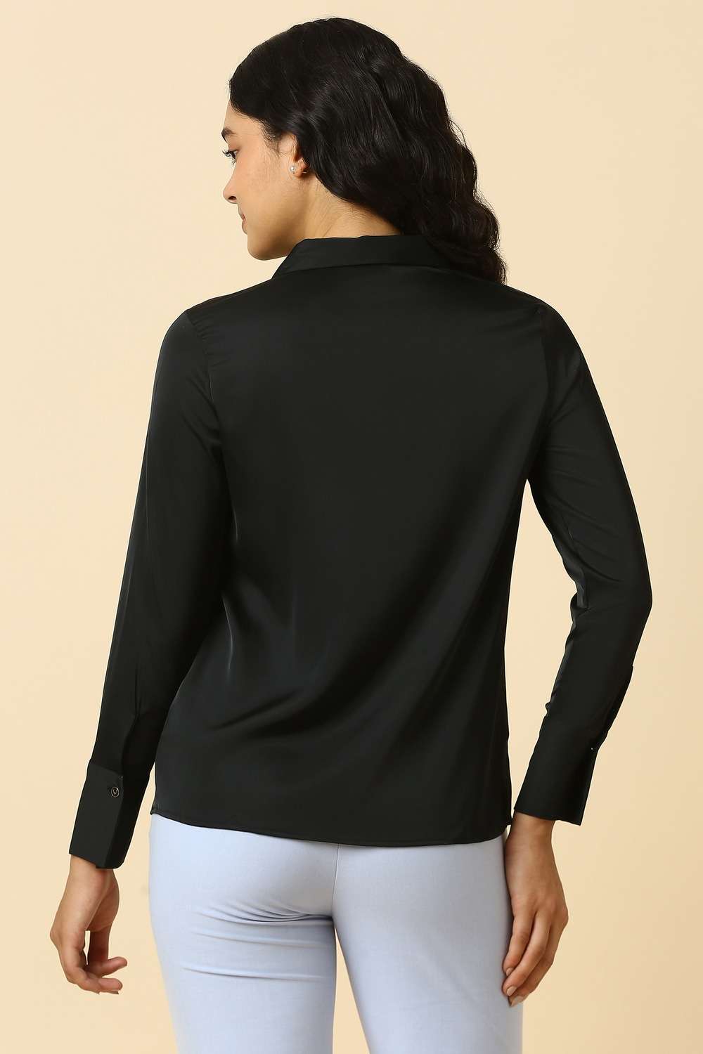 Solid-Blended-Fabric-Regular-Fit-Women-s-Shirt