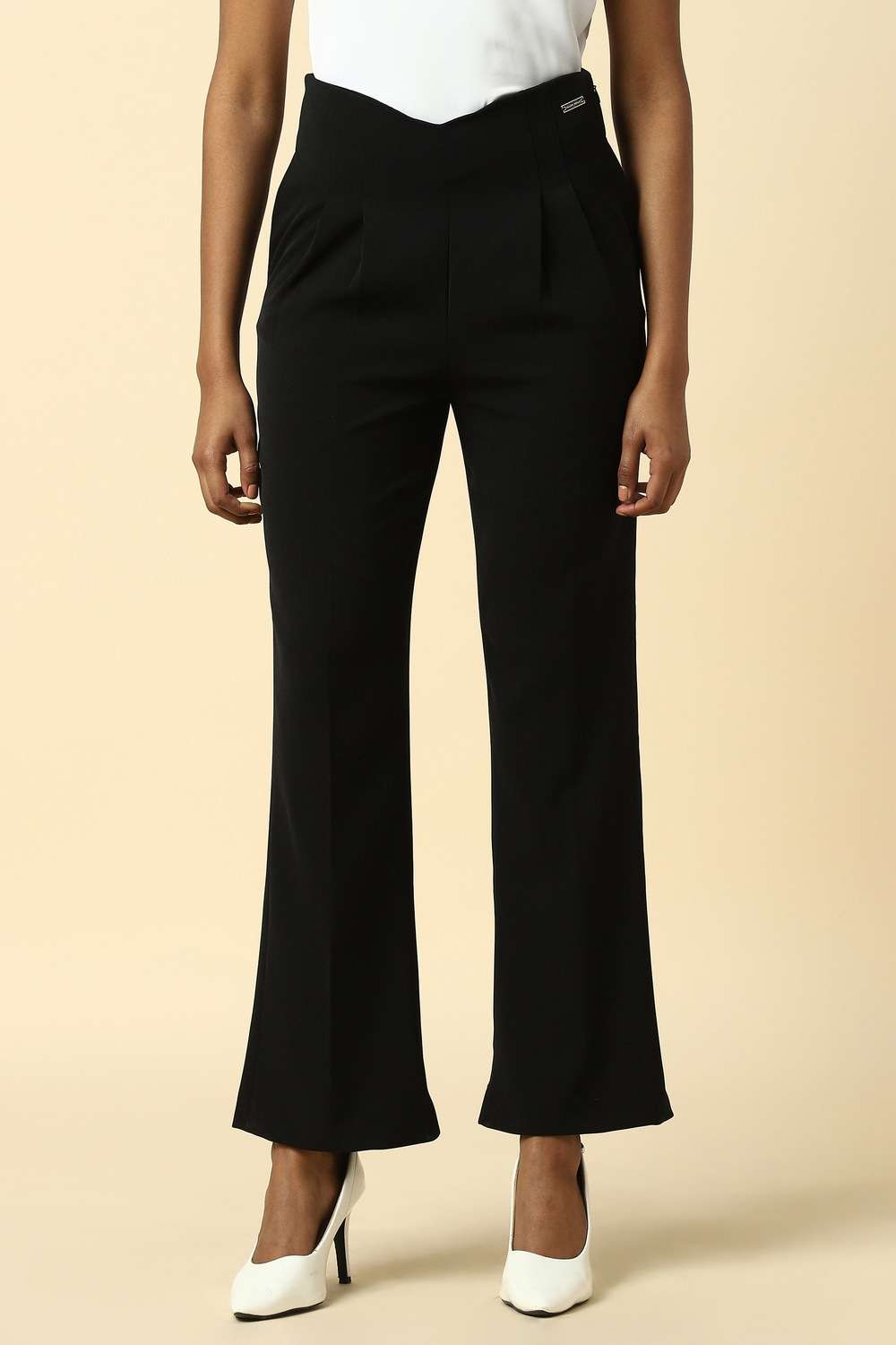 Solid-Polyester-Regular-Fit-Women-s-Trousers