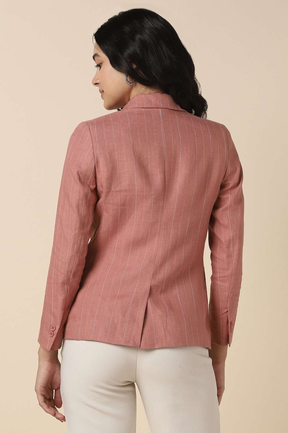 Stripes-Linen-Regular-Fit-Women-s-Blazer