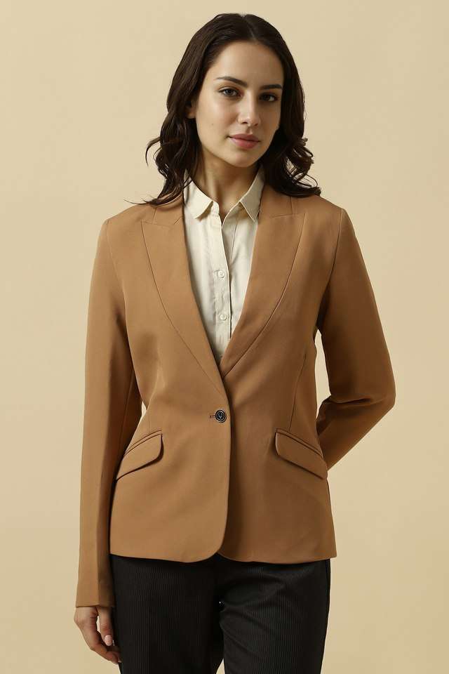 Solid-Polyester-Regular-Fit-Women-s-Blazer