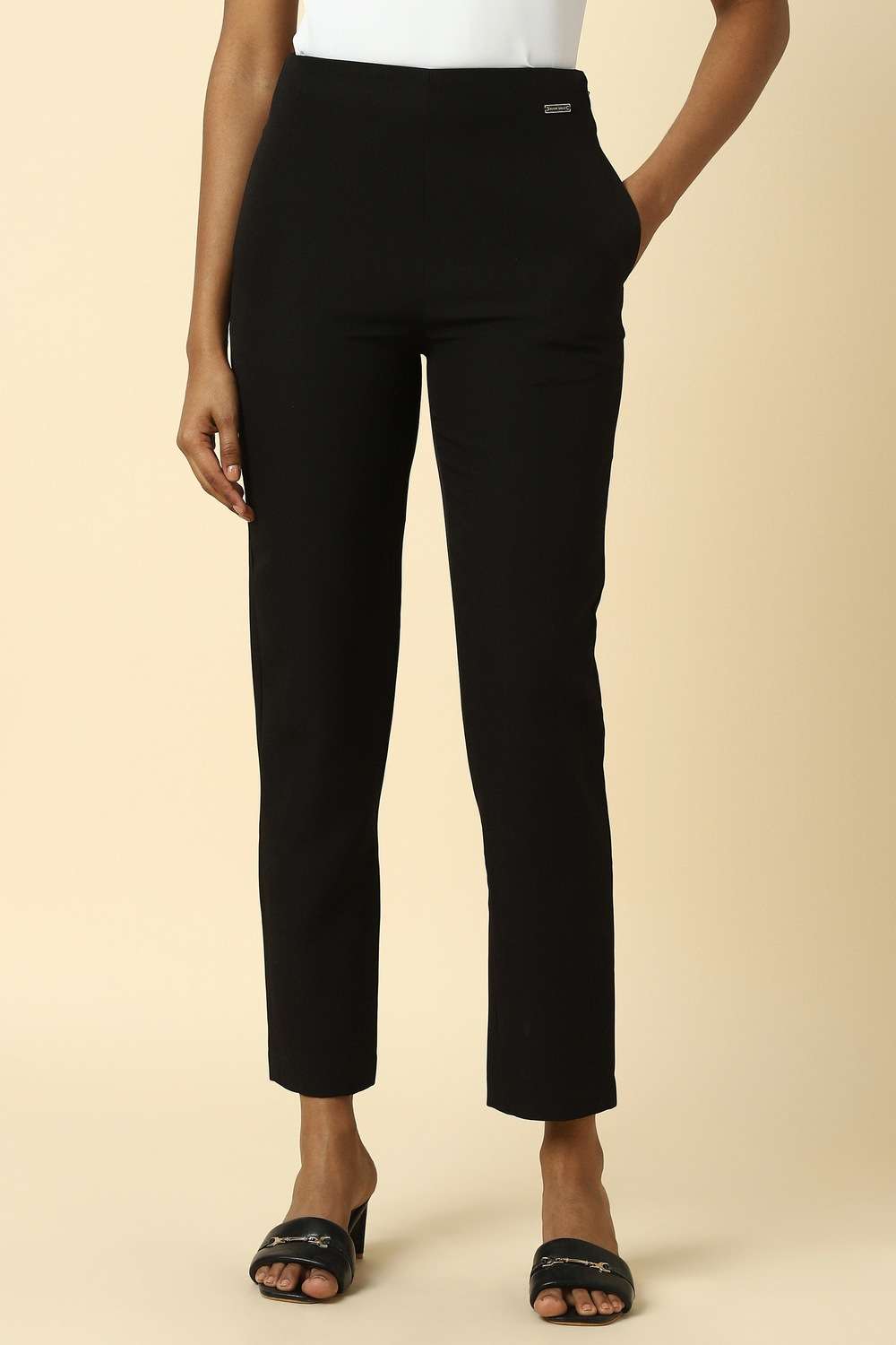 Solid-Polyester-Regular-Fit-Women-s-Trousers