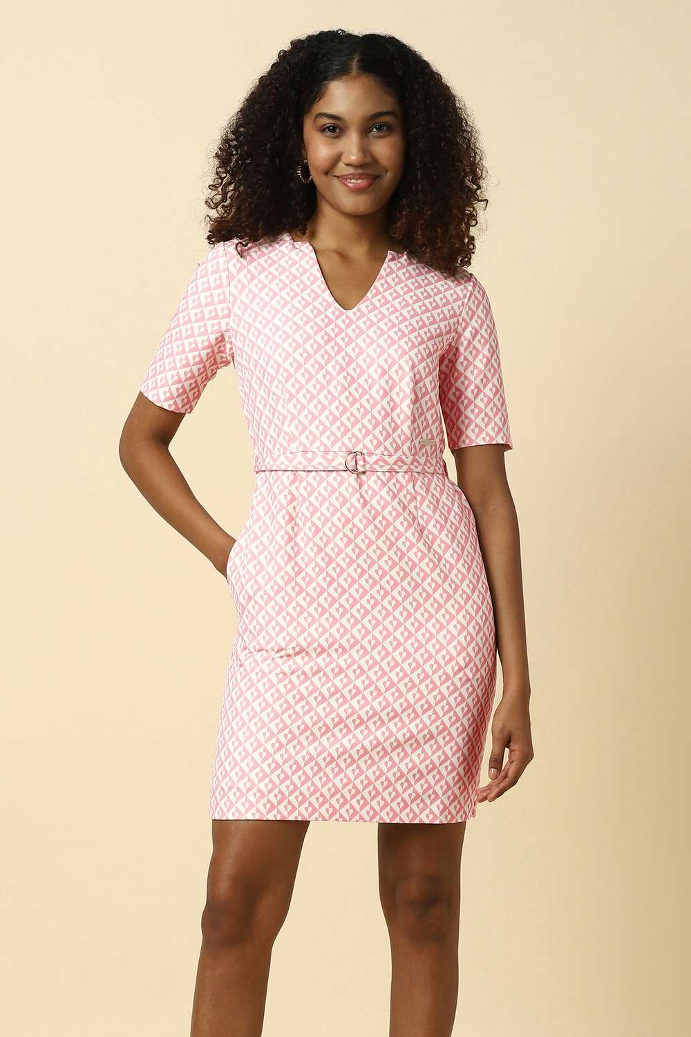 allen solly Printed V-Neck Polyester Women Dress-picture-42