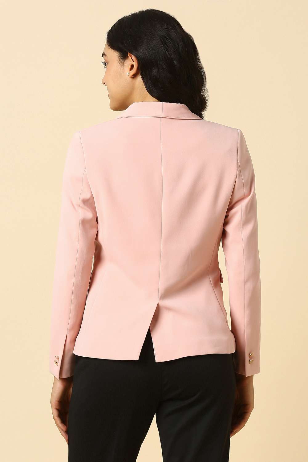 Solid-Blended-Fabric-Regular-Fit-Women-s-Blazer