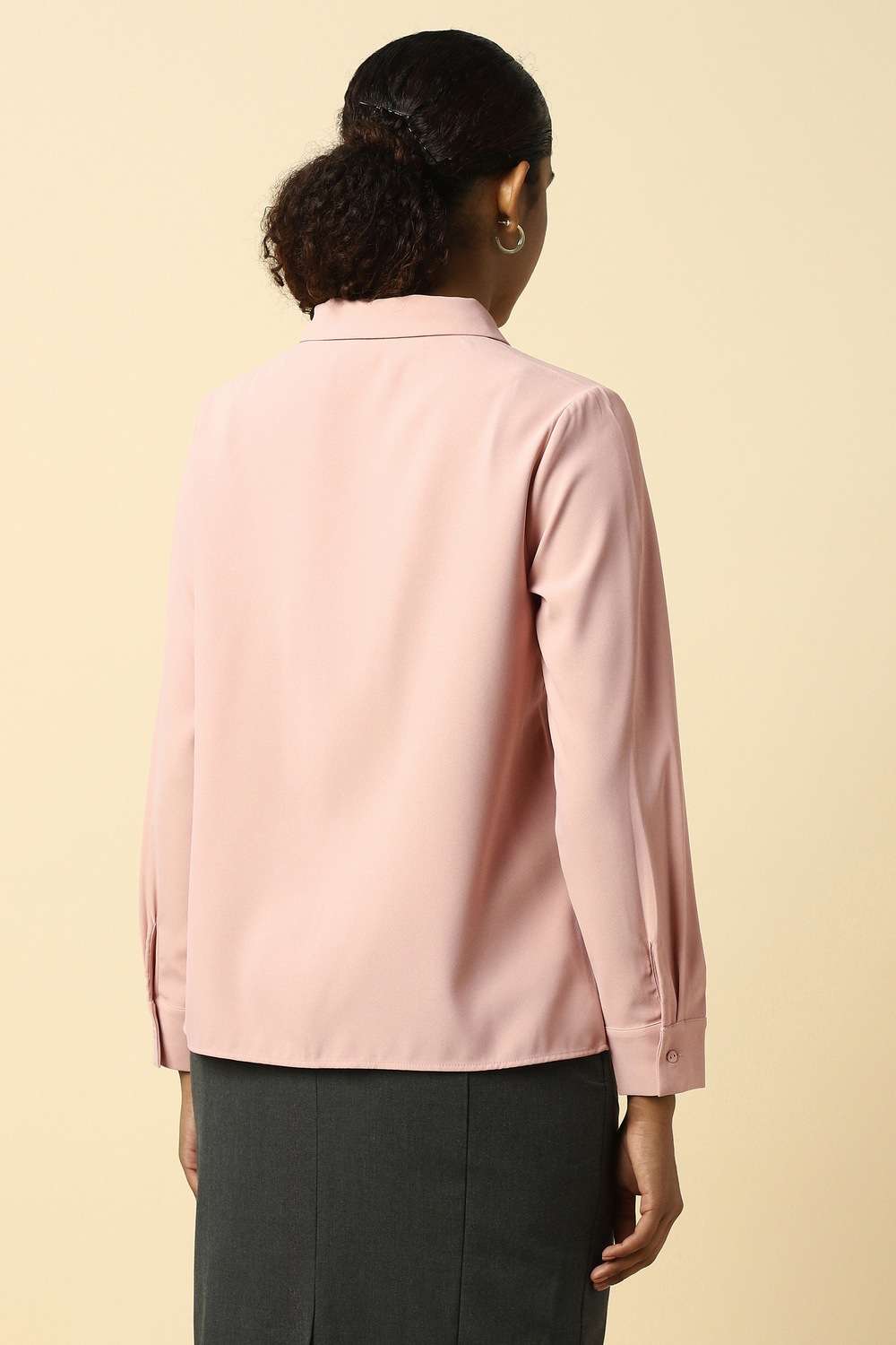 Solid-Blended-Fabric-Regular-Fit-Women-s-Shirt