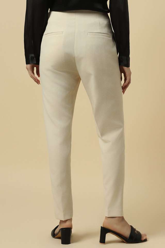 Solid-Polyester-Slim-Fit-Women-s-Trousers