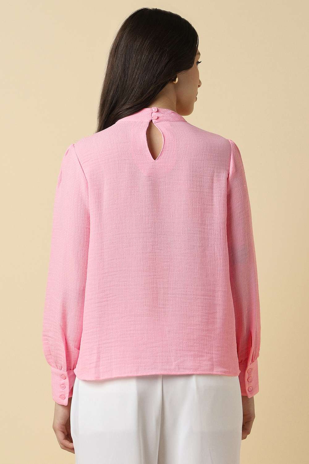 Solid-Polyester-Turtle-Neck-Women-s-Top