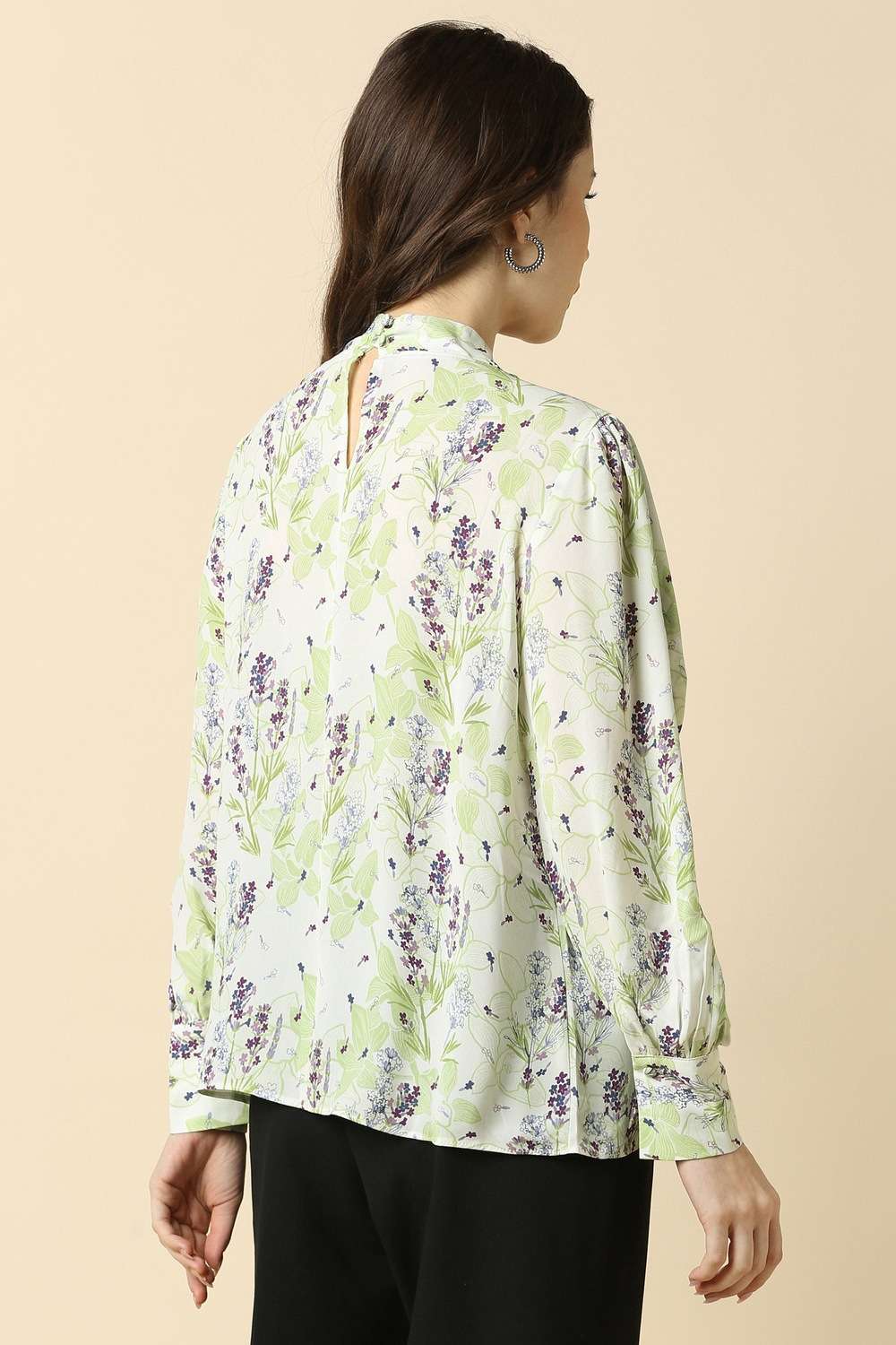 Printed-Polyester-Round-Neck-Women-s-Top