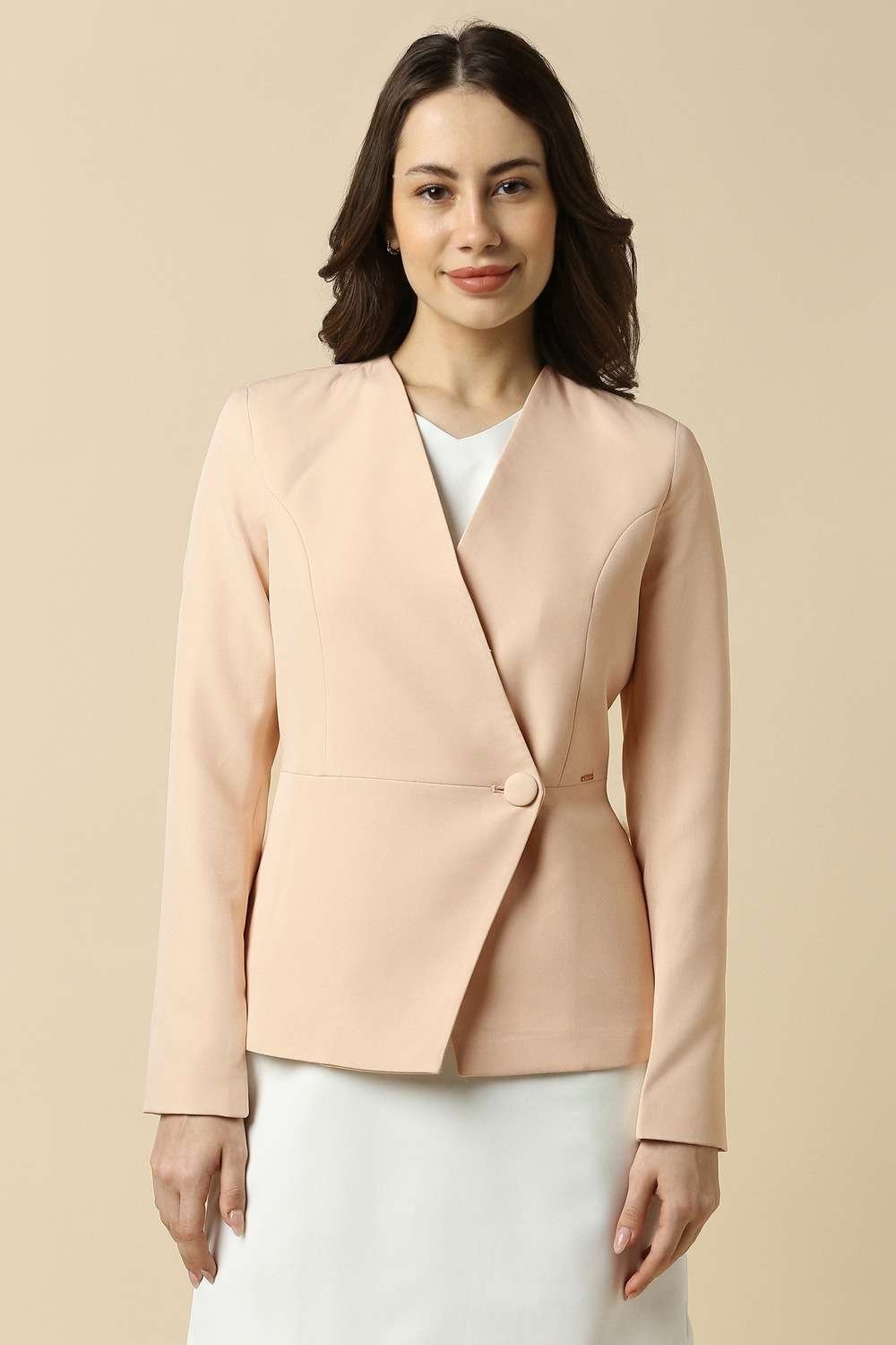 Solid-Polyester-Regular-Fit-Women-s-Blazer
