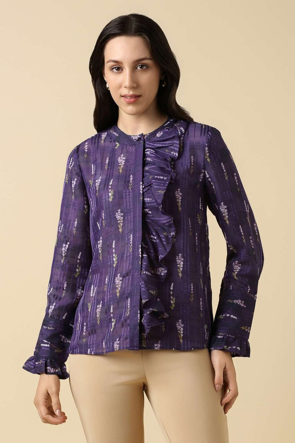 Solid-Polyester-Regular-Fit-Women-s-Shirt