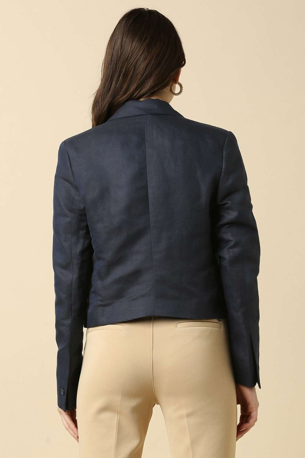 Solid-Blended-Fabric-Regular-Fit-Women-s-Blazer