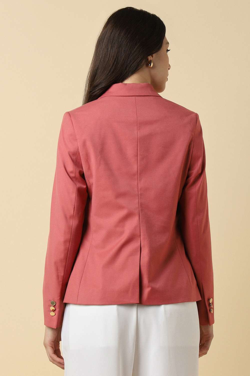 Solid-Blended-Fabric-Regular-Fit-Women-s-Blazer