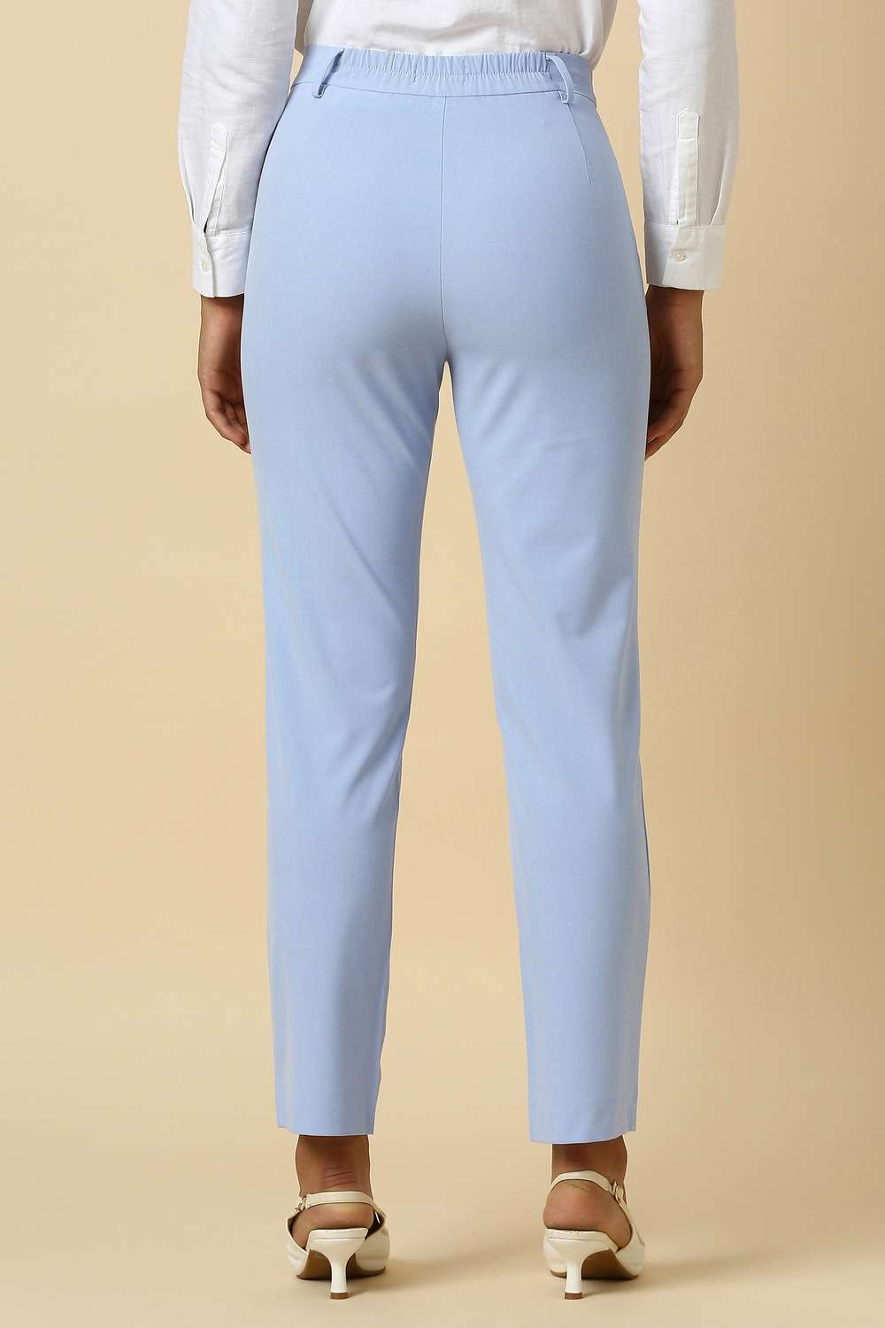 Solid-Blended-Fabric-Regular-Fit-Women-s-Trousers