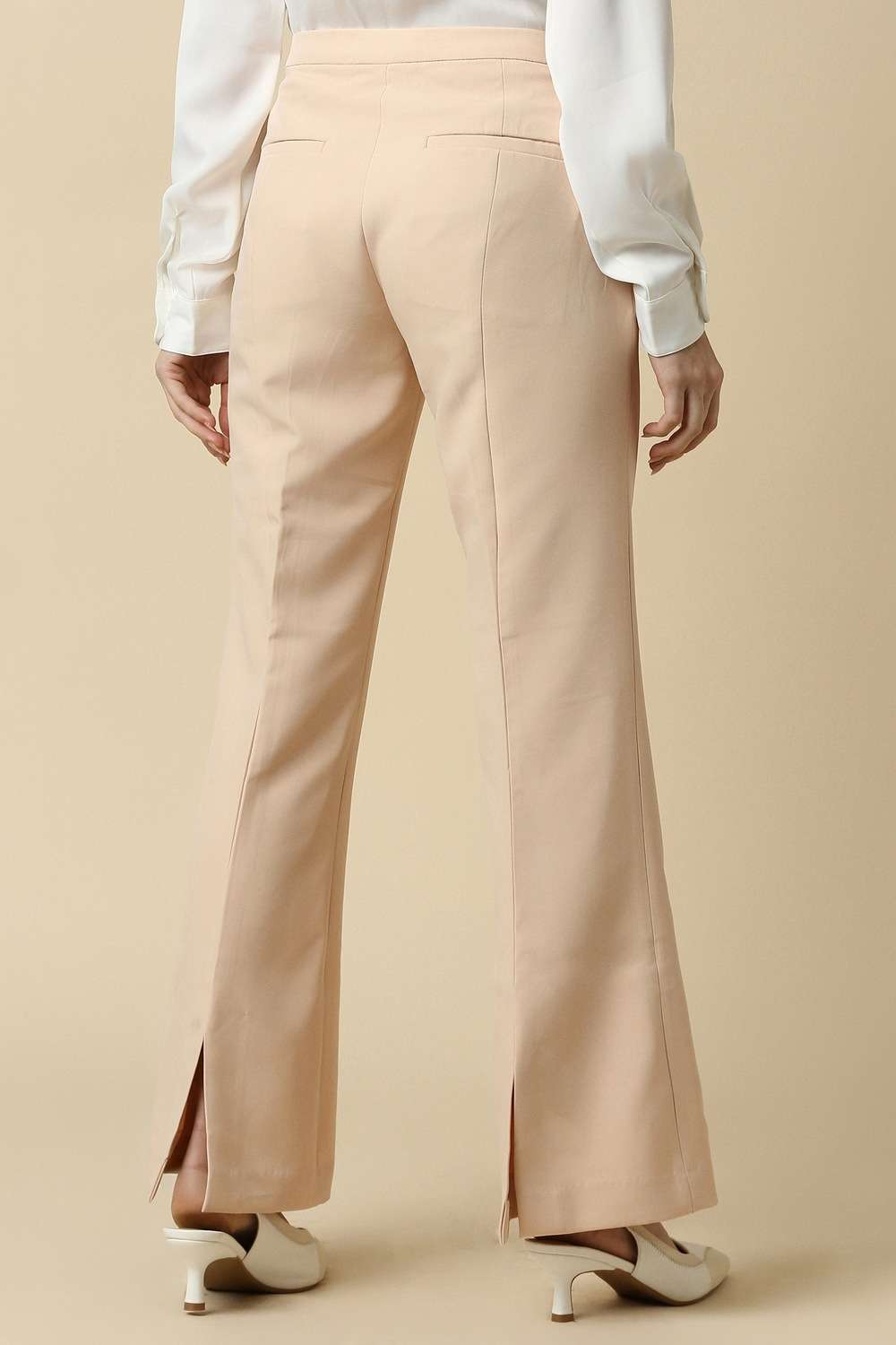 Solid-Polyester-Wide-Leg-Fit-Women-s-Trousers