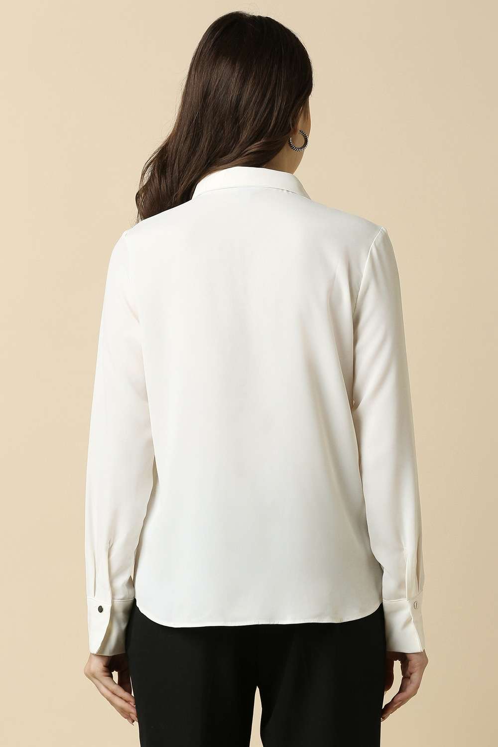 Solid-Polyester-Regular-Fit-Women-s-Shirt