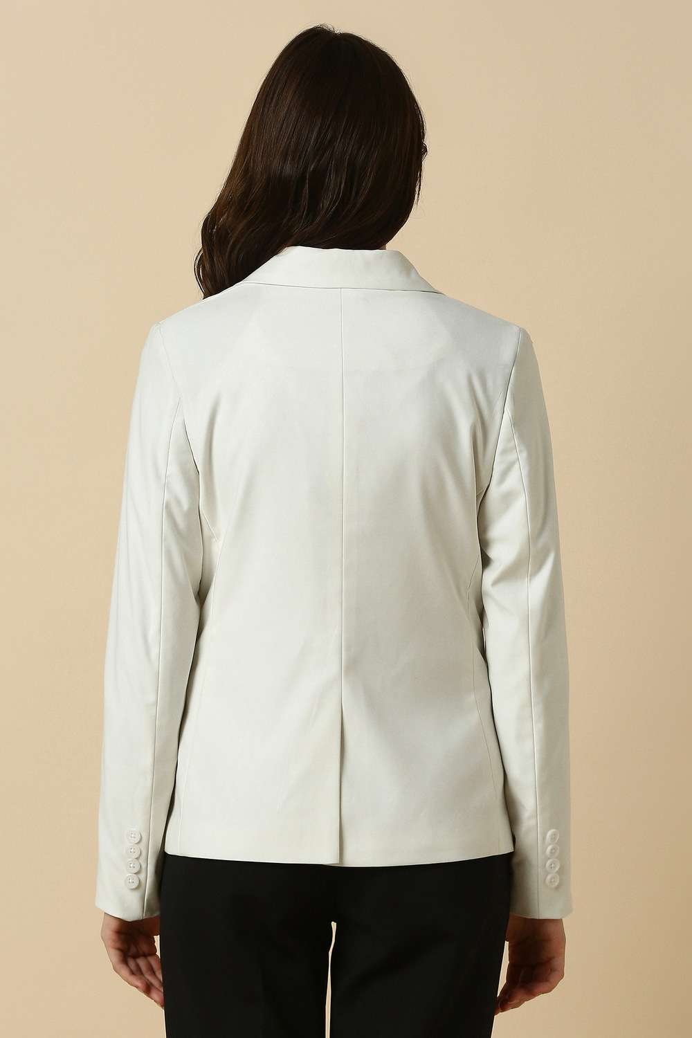 Solid-Blended-Fabric-Regular-Fit-Women-s-Blazer