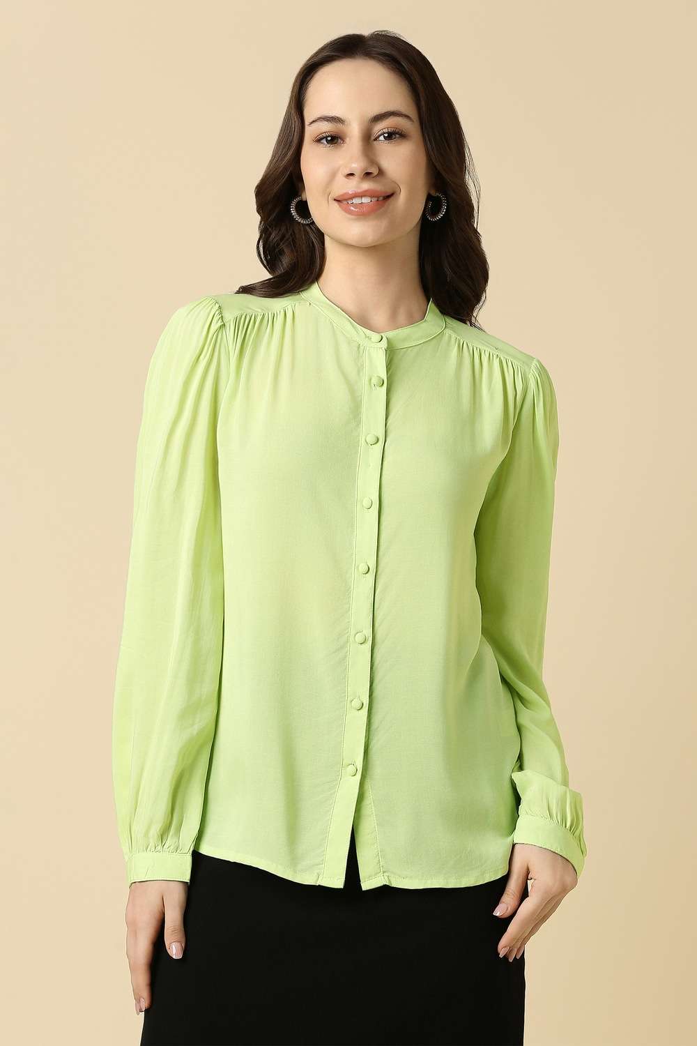 Solid-Rayon-Regular-Fit-Women-s-Shirt