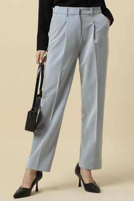 Solid-Polyester-Straight-Fit-Women-s-Trousers
