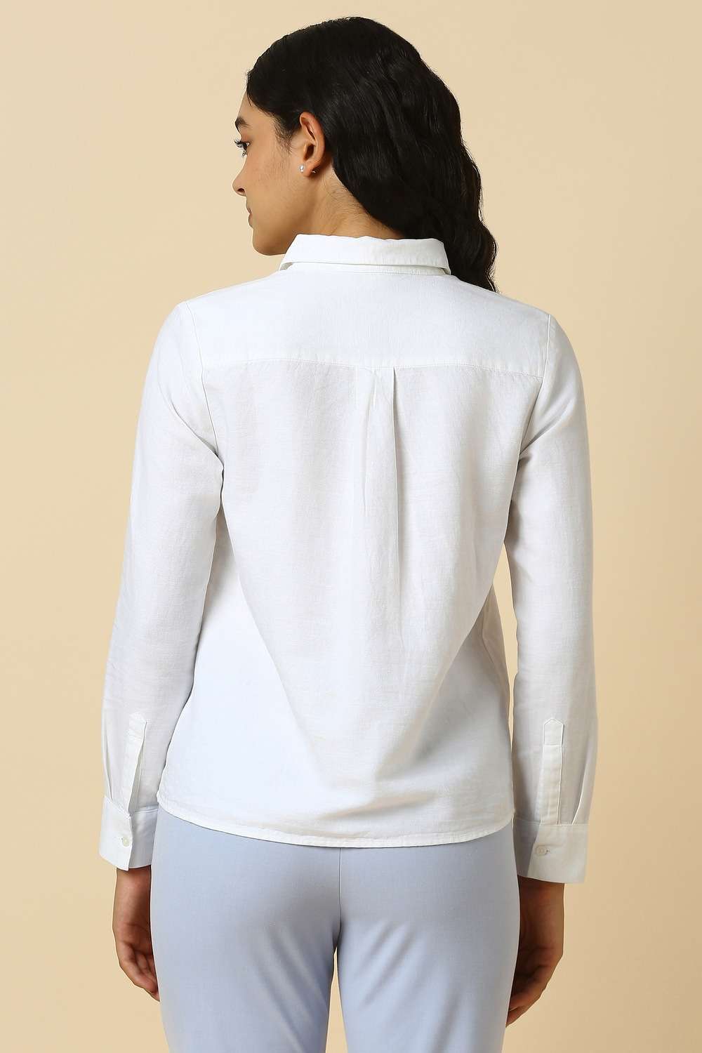 Solid-Blended-Fabric-Regular-Fit-Women-s-Shirt