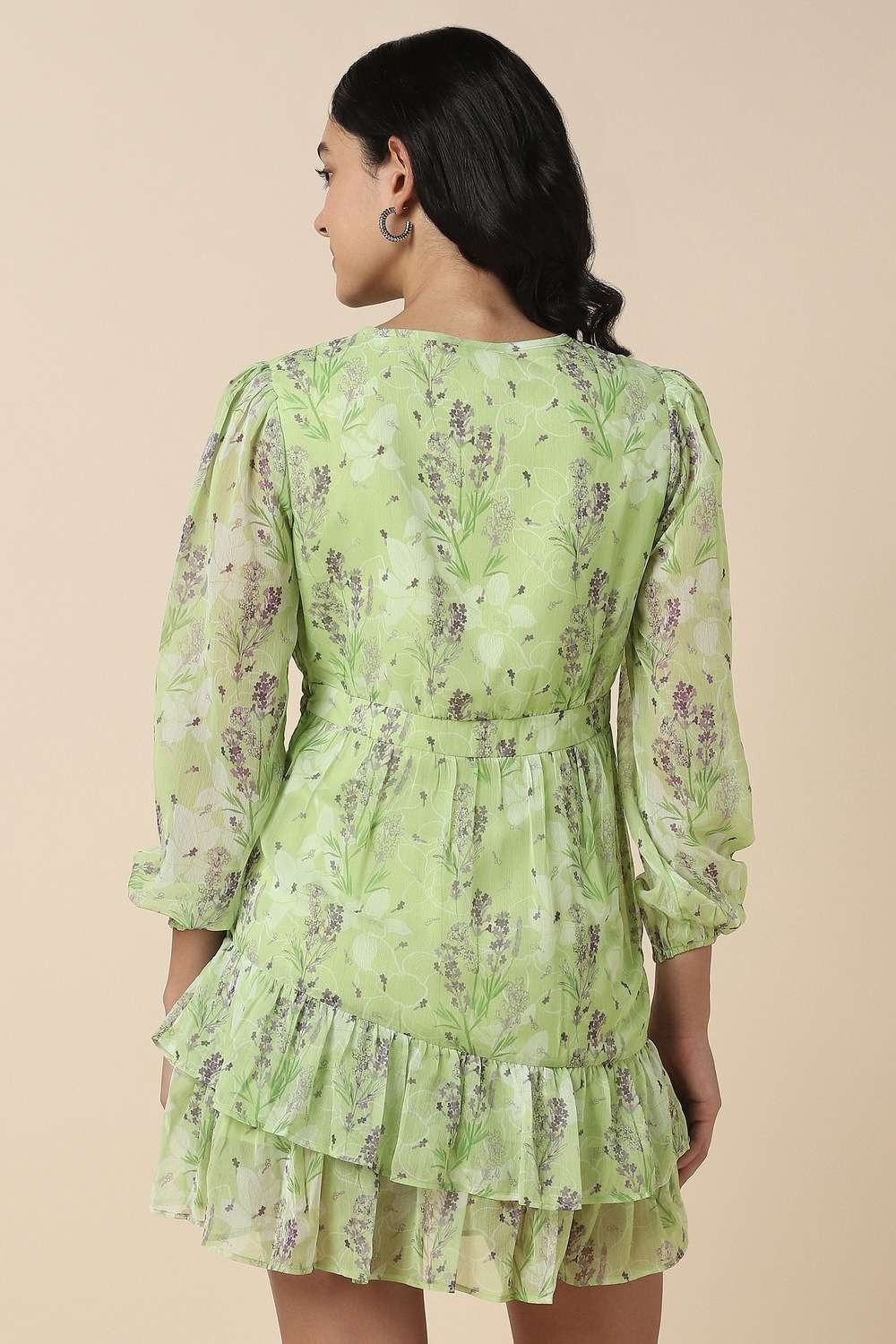 Printed-Polyester-Tie-Up-Neck-Women-s-Mini-Dress