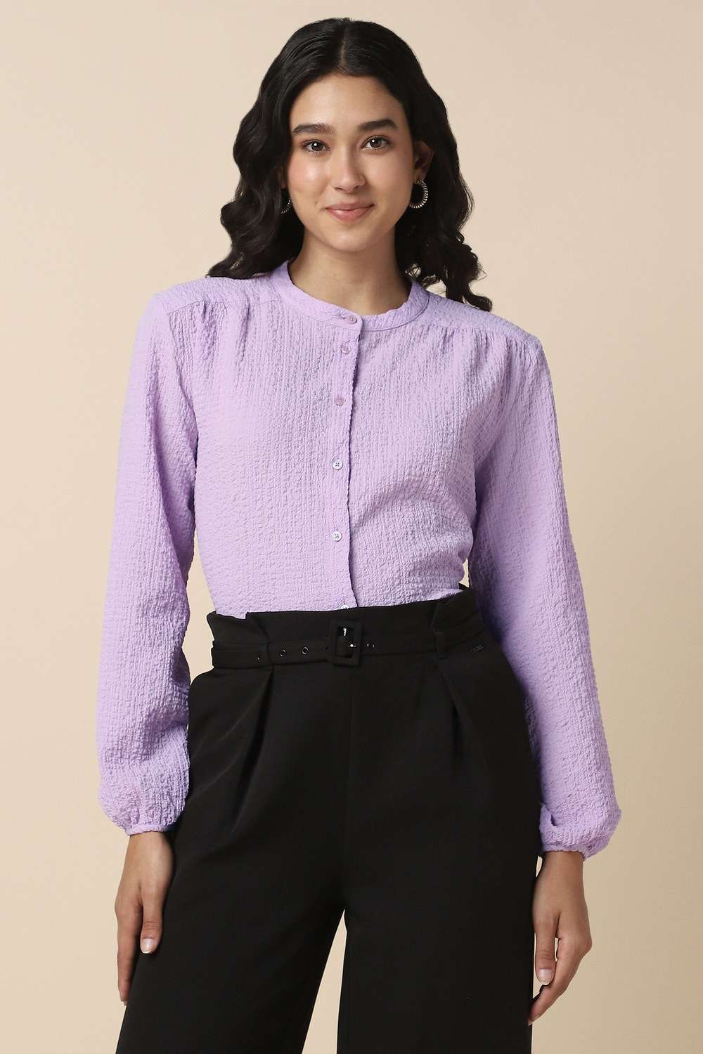 Solid-Blended-Fabric-Regular-Fit-Women-s-Shirt