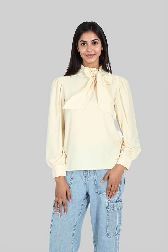Solid-Blended-Fabric-Women-Top