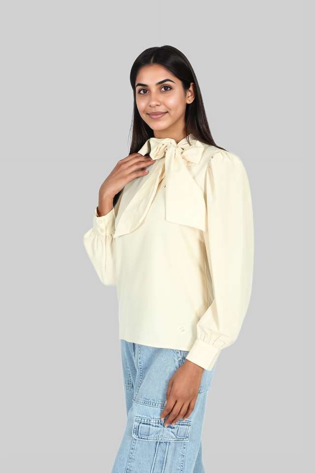 Solid-Blended-Fabric-Women-Top