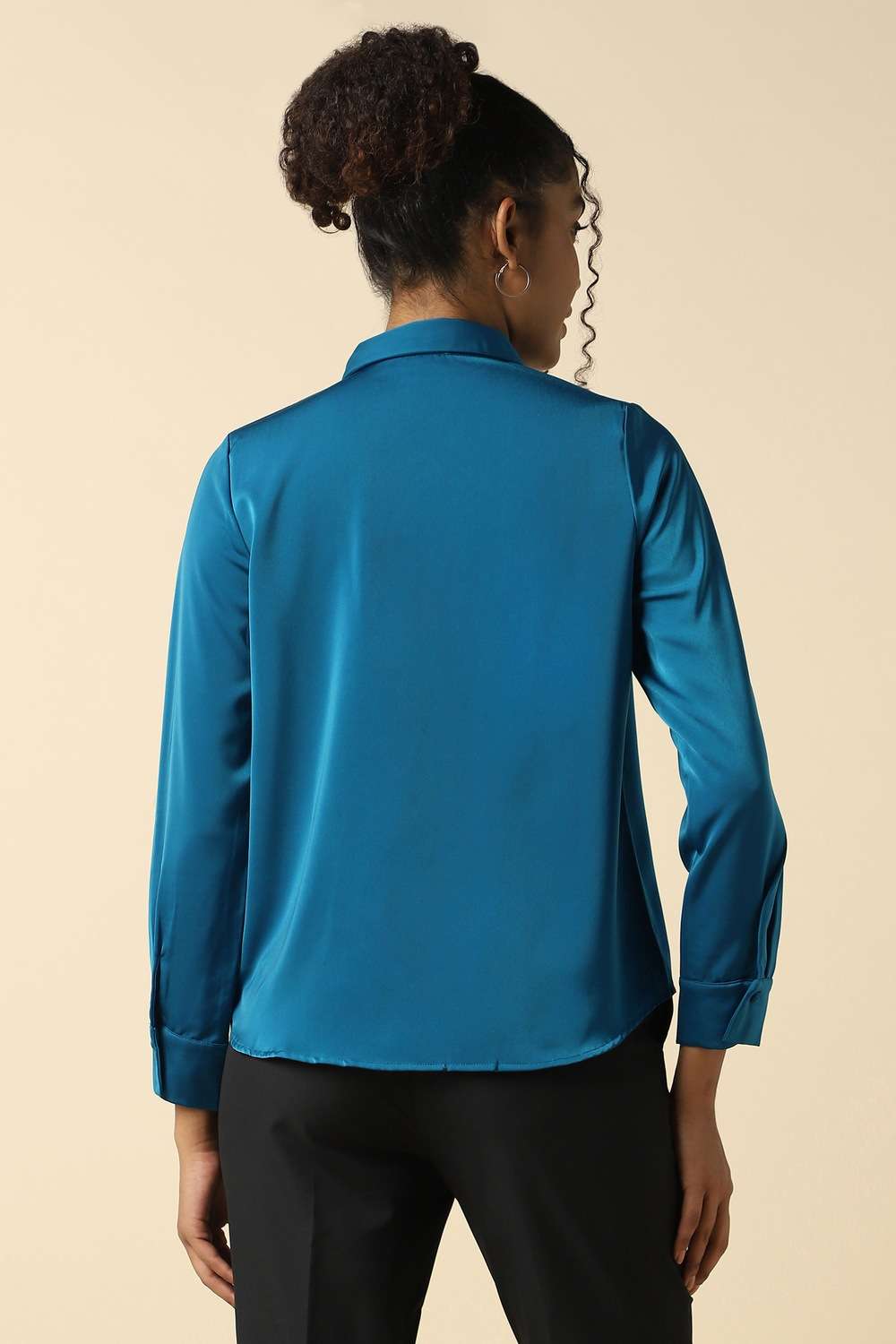 Solid-Polyester-Regular-Fit-Women-s-Shirt