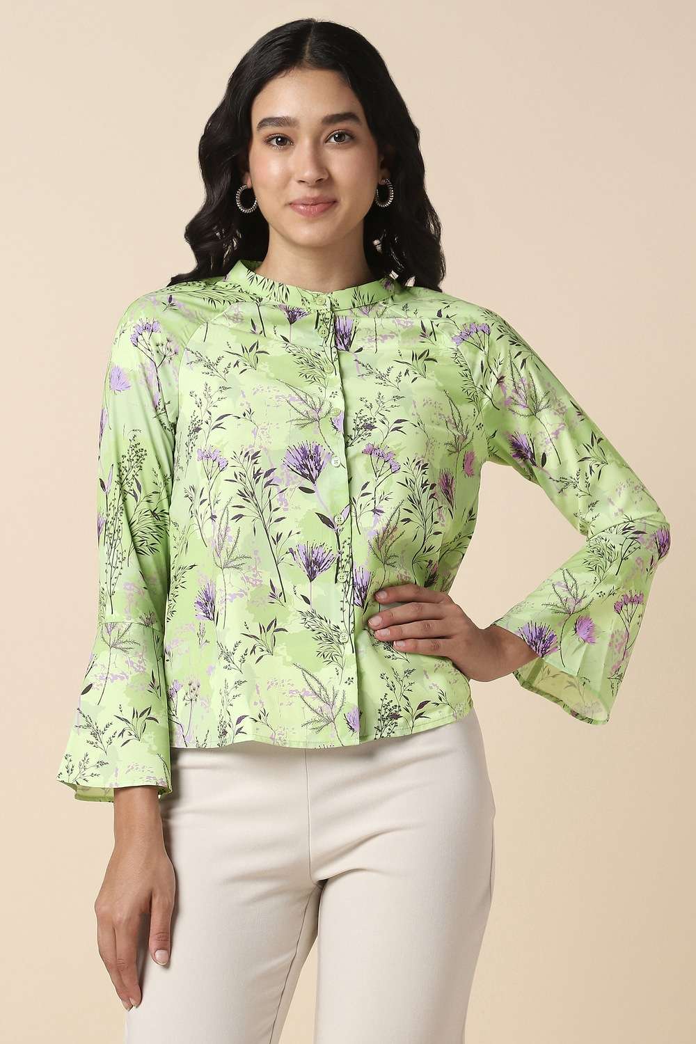 allen solly Printed Polyester Collared Women Top-picture-39