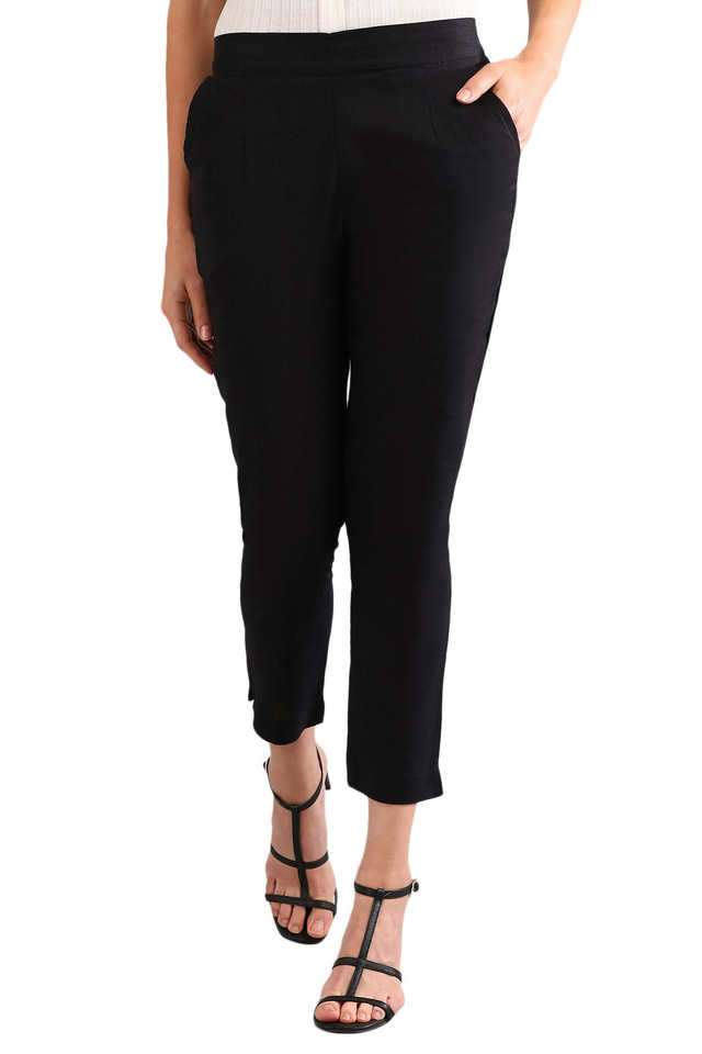 Solid-Regular-Fit-Cotton-Blend-Women-s-Casual-Wear-Trousers