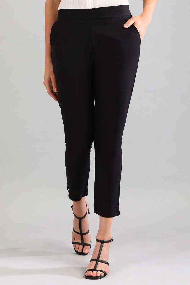 Solid-Regular-Fit-Cotton-Blend-Women-s-Casual-Wear-Trousers