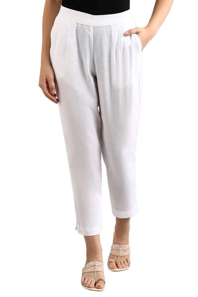 Solid-Regular-Fit-Cotton-Blend-Women-s-Casual-Wear-Trousers