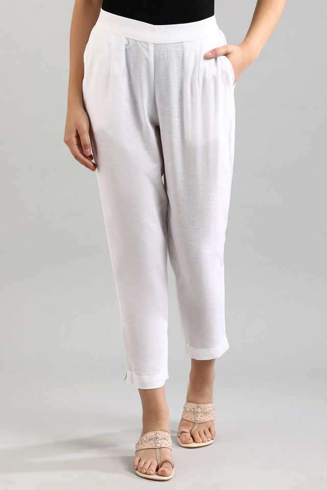 Solid-Regular-Fit-Cotton-Blend-Women-s-Casual-Wear-Trousers