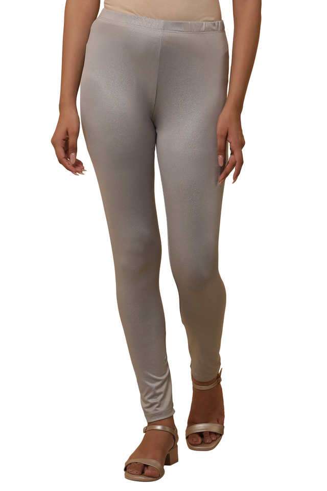 Solid-Ankle-Length-Polyester-Blend-Women-s-Leggings