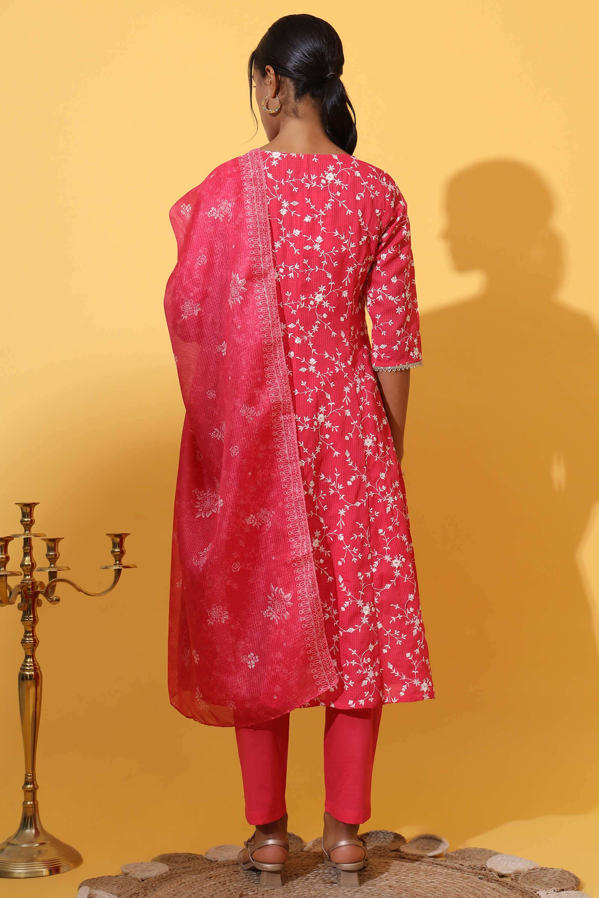 Embroidered-Calf-Length-Polyester-Woven-Women-s-Kurta-Set