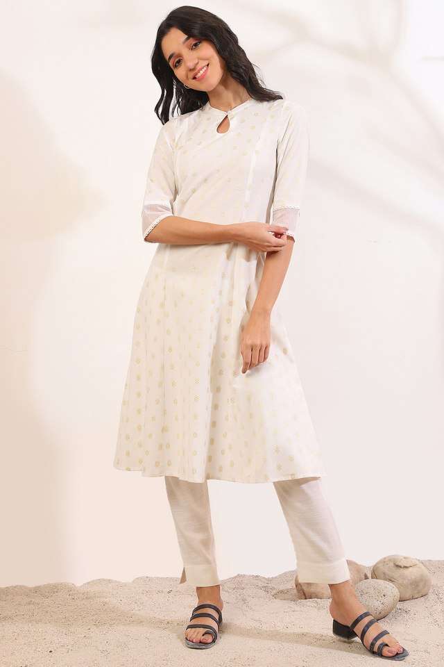 Geometric-Print-Cotton-Blend-Regular-Fit-Women-s-Flared-Kurta