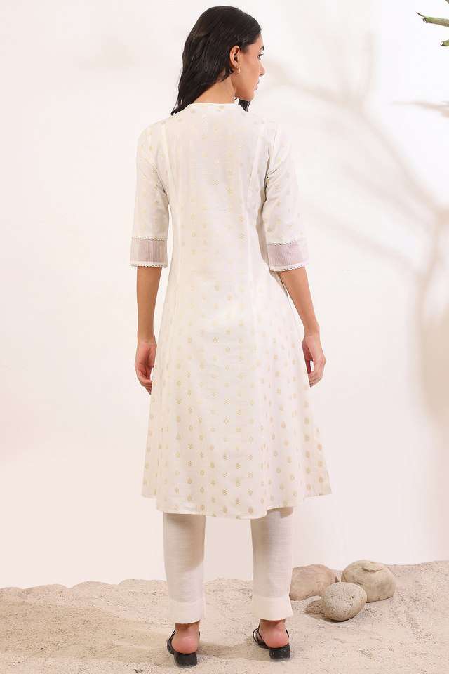 Geometric-Print-Cotton-Blend-Regular-Fit-Women-s-Flared-Kurta