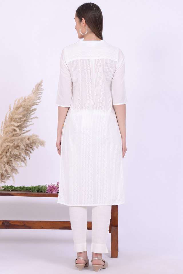 Solid-Cotton-Collared-Women-s-Fusion-Wear-Kurta