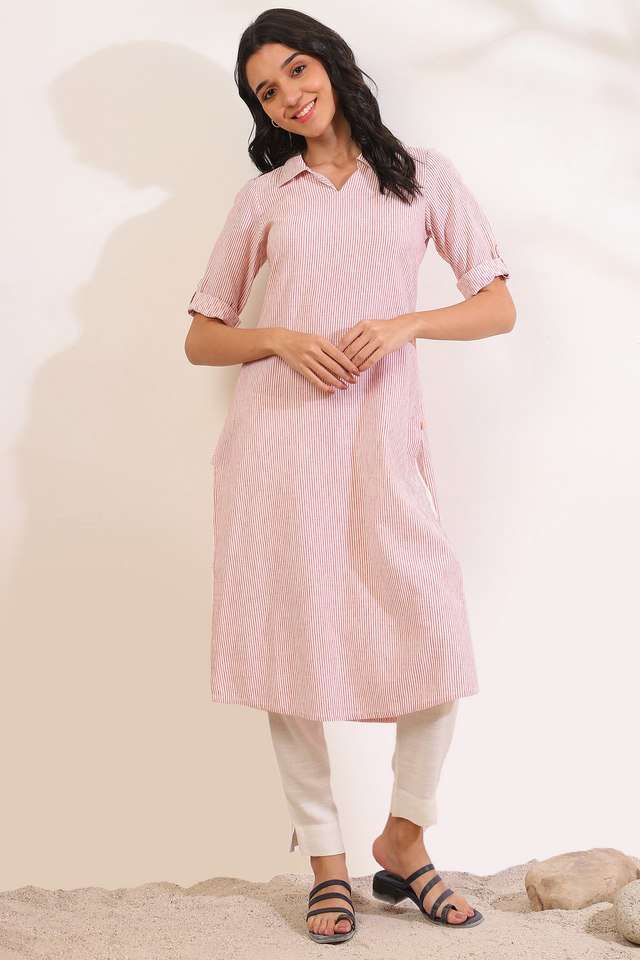 Stripes-Cotton-Blend-Relaxed-Fit-Women-s-Straight-Kurta