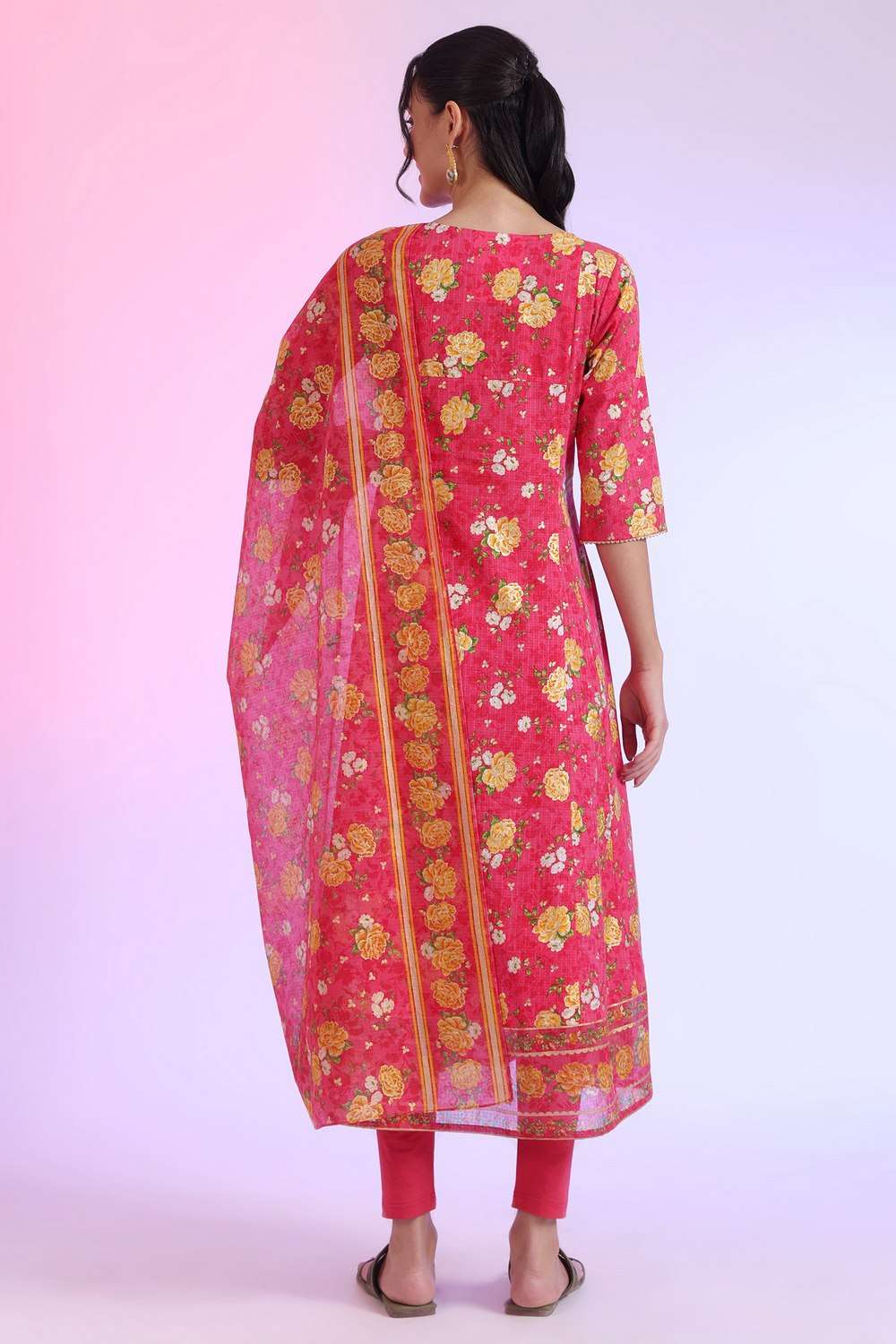Floral-Calf-Length-Viscose-Woven-Women-s-Kurta-Set