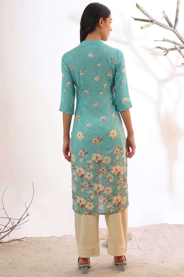 Floral-Viscose-Regular-Fit-Women-s-Straight-Kurta