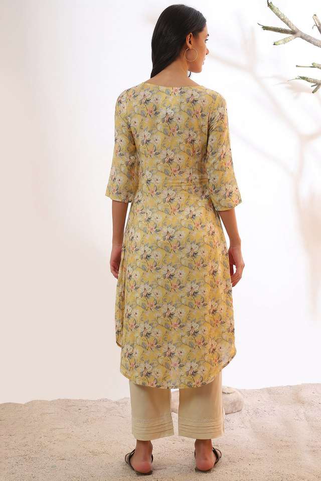 Floral-Viscose-Round-Neck-Women-s-Fusion-Wear-Kurta