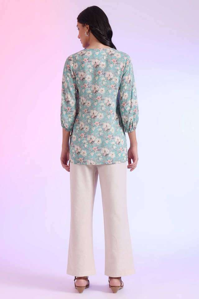 Floral-Modal-V-Neck-Women-s-Casual-Wear-Kurti