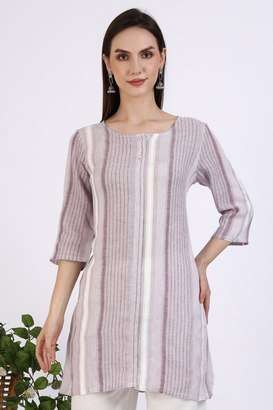 Stripes-Blended-Fabric-Regular-Fit-Women-s-Short-Kurti